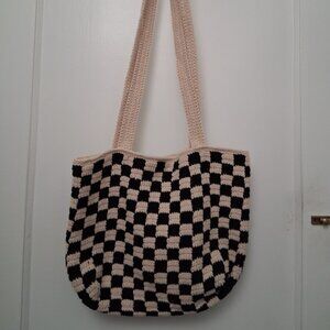 Churi Checkered Crochet Tote Bag
